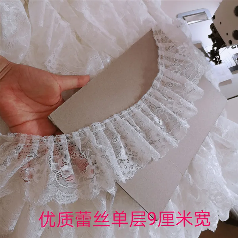 20Yards Double Layers Mesh White Fabirc Pleated Lace Trim Ribbon Wedding Dress Garment Collar DIY Sewing Guipure Decor