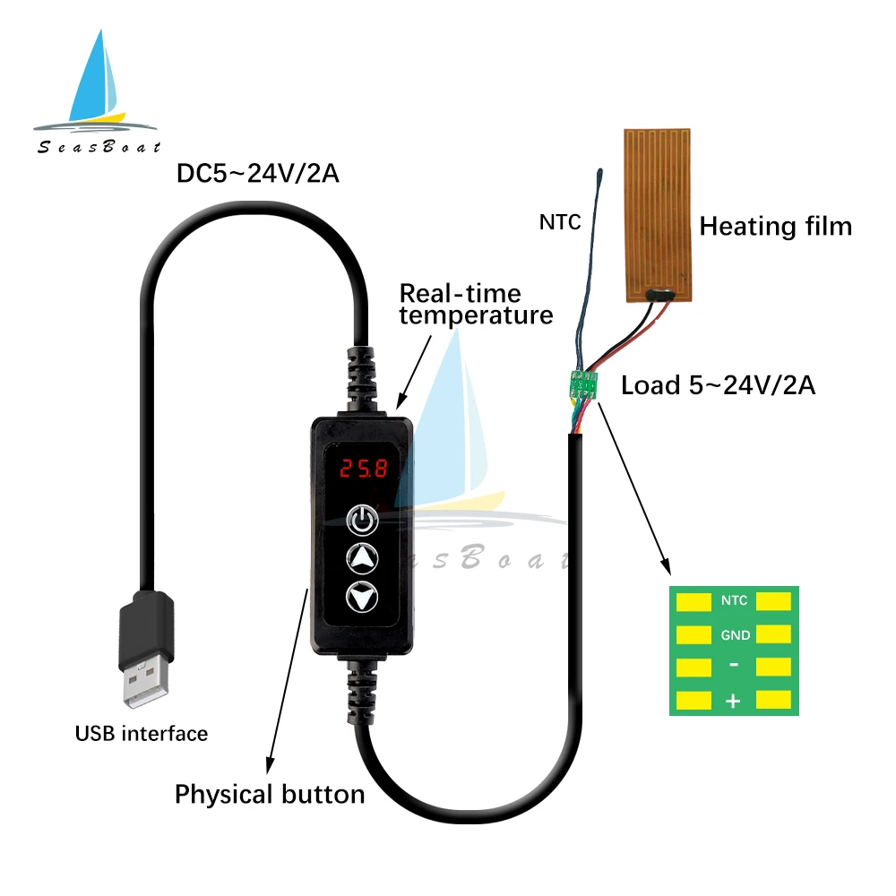 New USB Mini Thermostat Switch LED Digital Control Temperature Controller Thermometer Thermoregulator DC 5-24V 12V