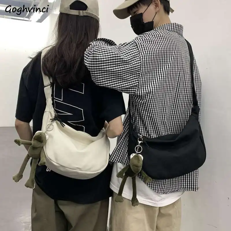 Crossbody Bags Men Solid Canvas Fashion All-match Multi-function Harajuku Casual Shoulder Bag Korean Style Simple Daily Chic Ins