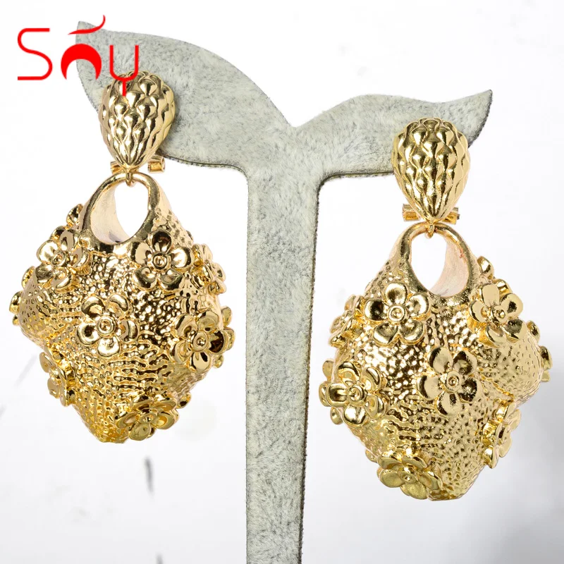 

Sunny Jewelry Fashion African Drop Dangle Earrings Big Hollow Design High Quality Gold Plated For Women Party Wedding Gifts