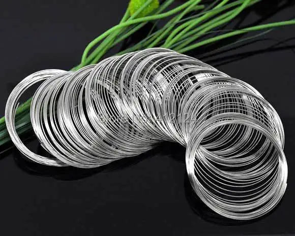 1000 Loops Memory Beading Wire Alloy For Charms Bracelets Silver Tone Jewelry DIY Making Findings 50-55mm