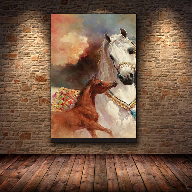 Arabian Horse Canvas Painting Posters and Prints Abstract Animal Wall Art Pictures for Living Room Bedroom Home Decor Cuadros