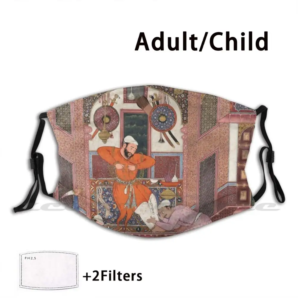 

Hamzanama-The Amir Breaks His Bonds And Umar Kills The Witch Barvezan Mask Cloth Reusable Print Filter Washable Hamzanama Mir