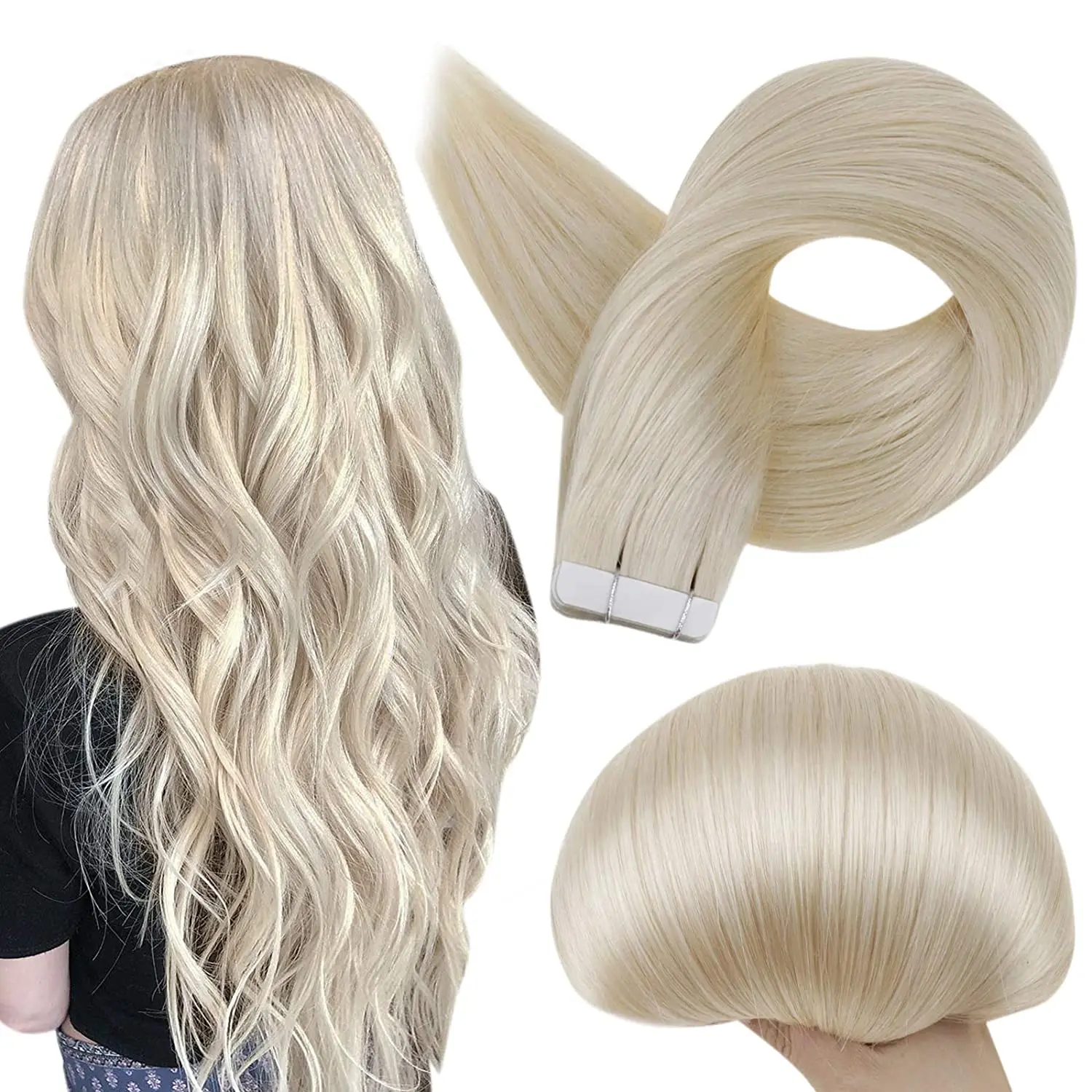 

Full Shine Tape In Hair Extensions Human Hair 60 Platinum Blonde Tape Hair Extensions Real Hair Seamless Skin Weft Extensions