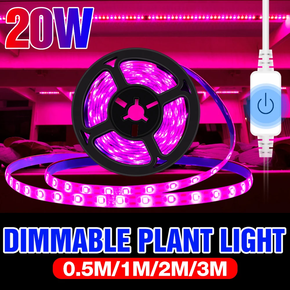 مصباح نمو LED كامل الطيف ، USB 5V ، 2835 SMD ، 0.5 م ، 1 م ، 2 م ، 3 م ، ضوء نباتي Fitolampy ، لزراعة النباتات الداخلية ، الشتلات