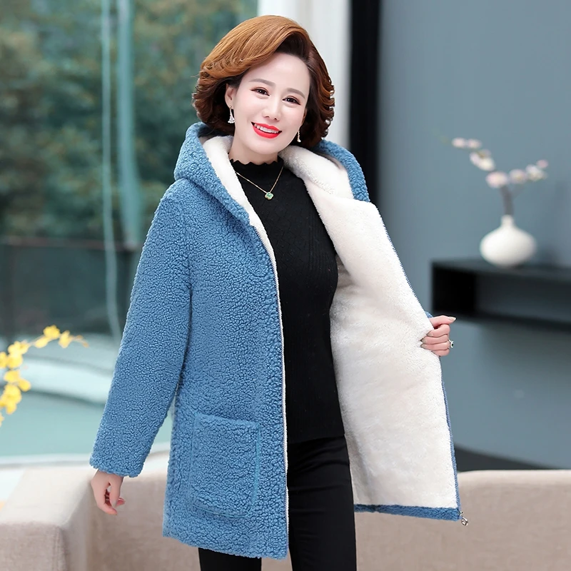 

Padded Parkas Women's Hooded Grain Fleece Cotton Winter Jacket Plus Size 5XL Warm Thicken Coat Loose Female Long Snow Overcoat