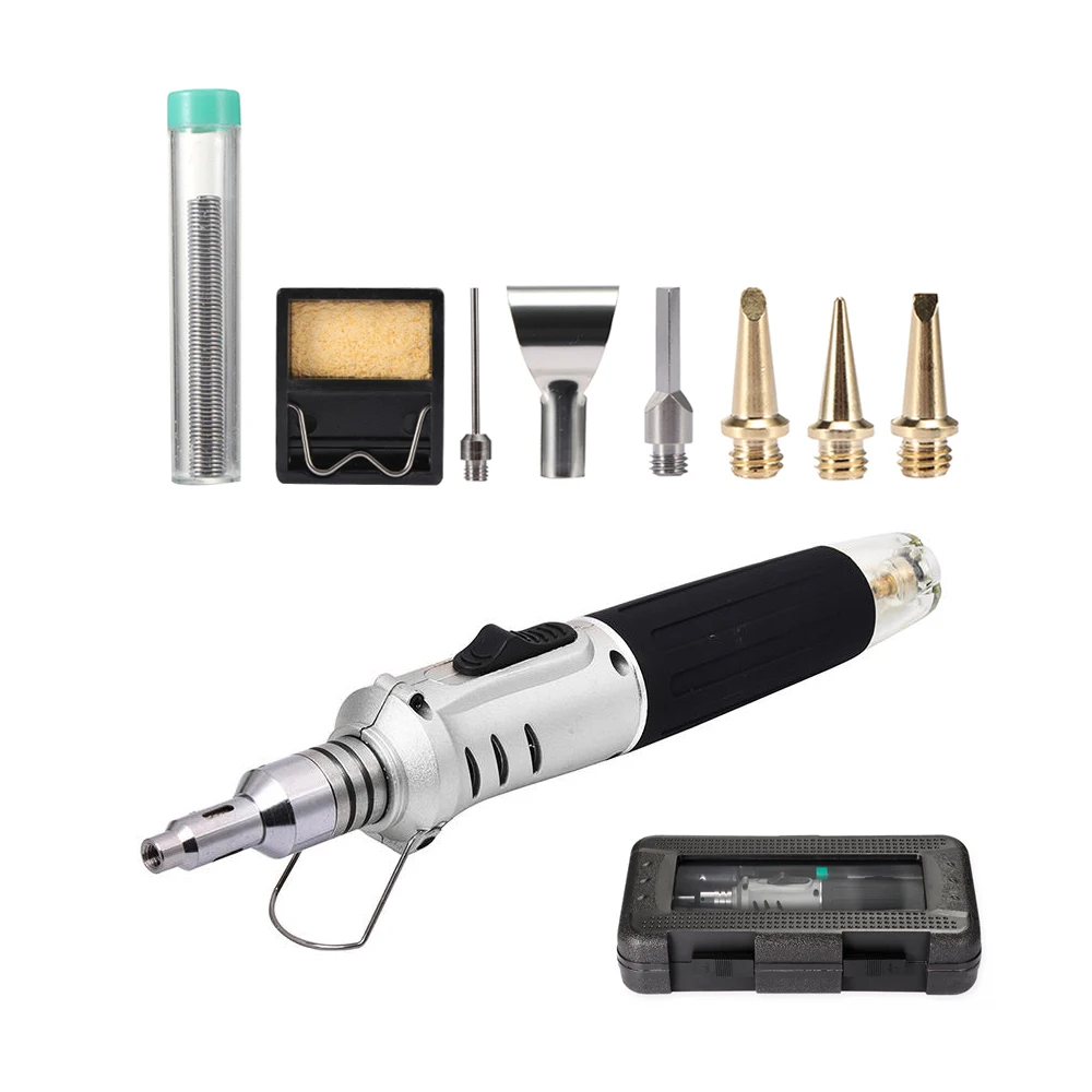 10 In 1 Gas Soldering Iron Self Ignition Cordless Welding Torch Pen Kit Tool Butane Lighter Spray Gun Case Set Welding Equipment