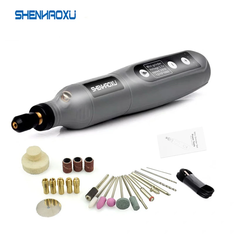 Electric Cordless Drill Power Tools 3.6V Grinder Grinding Accessories Set 5-Speed Adjustable Wireless Engraving Pen Led Light