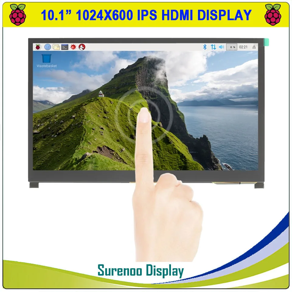 10.1" inch 1024*600 HDMI-Compatible IPS TFT LCD Module Display Monitor Screen USB Capacitive Touch Panel Audio for RaspBerry Pi