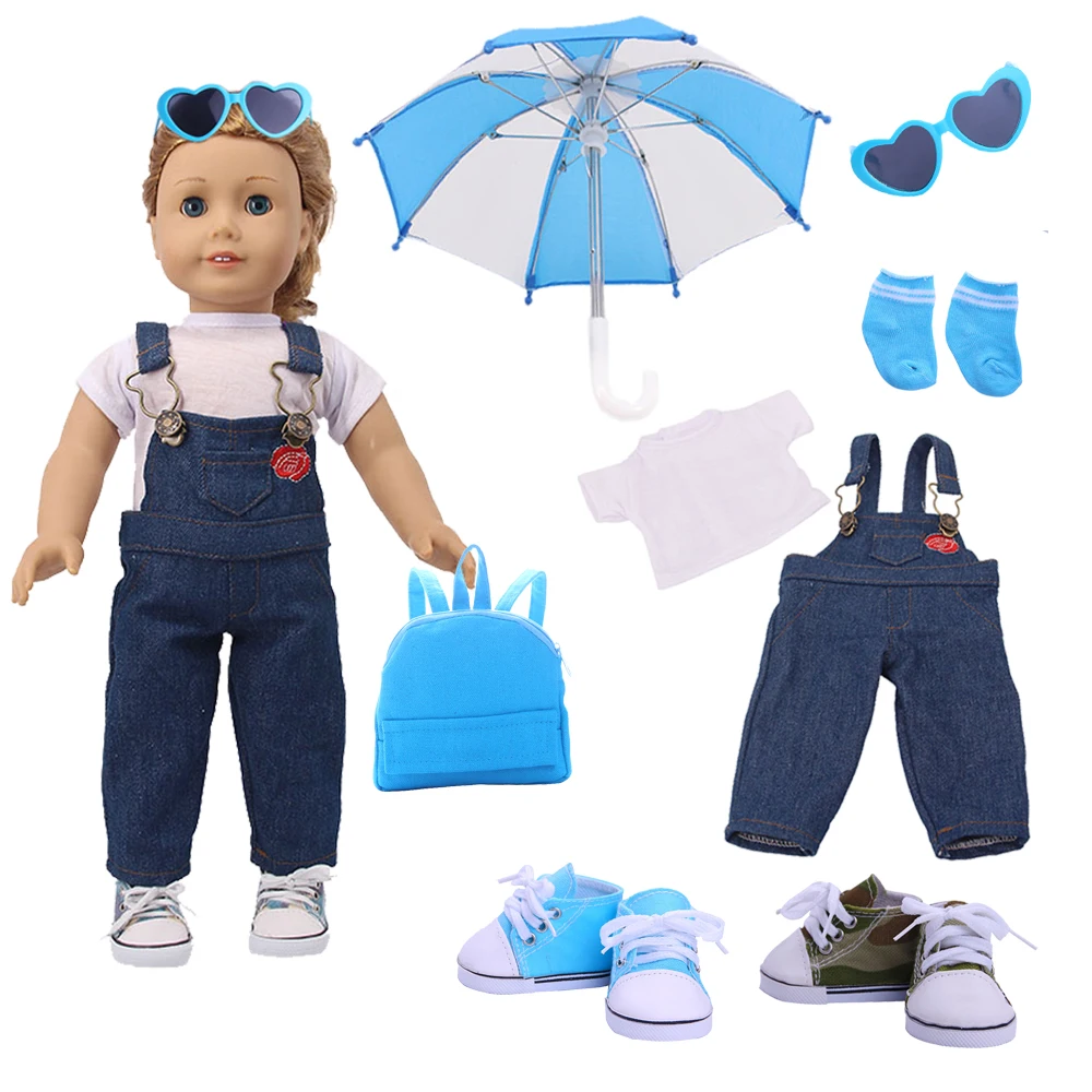 Doll Clothes Rain Suit T-shirt Jeans+Accessories For 18 Inch American Bourne & 43 cm Reborn Baby Doll Our Generation Girls Toys