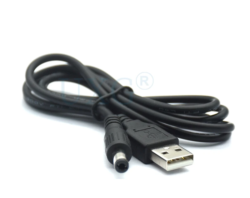 USB to 5.5 mm/2.5 mm 5 Volt DC Barrel Jack Power charge Cable 1m 3ft Elbow 90 Right Angle Design DC power plug USB CABLE White