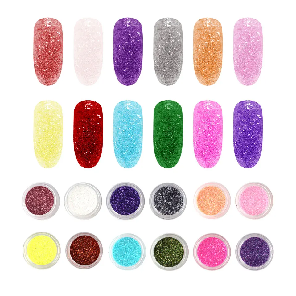 12 Colors/Box Nail Art Glitter Polish Nail Power Pigment Flocking Power Glitter DIY Nail Decoration Tips Makeup Tool