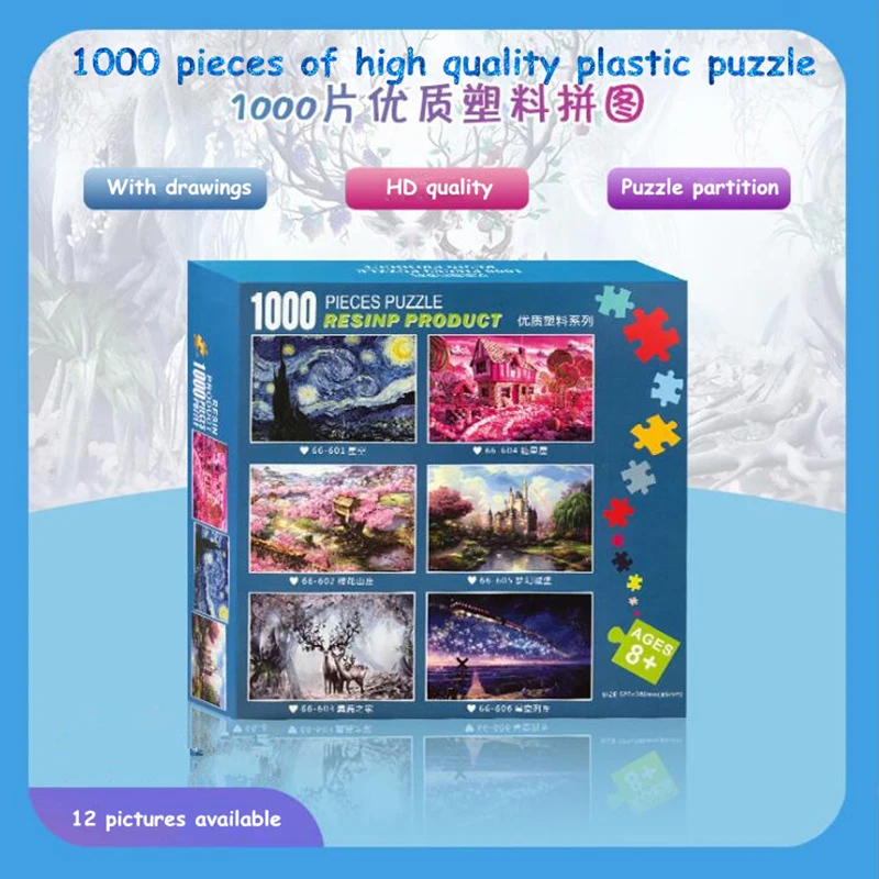 

Plastic Jigsaw Puzzles 1000 Pieces Puzzle Toys Landscape puzzle Painting Puzzle for Adults Kids DIY Puzzle Games