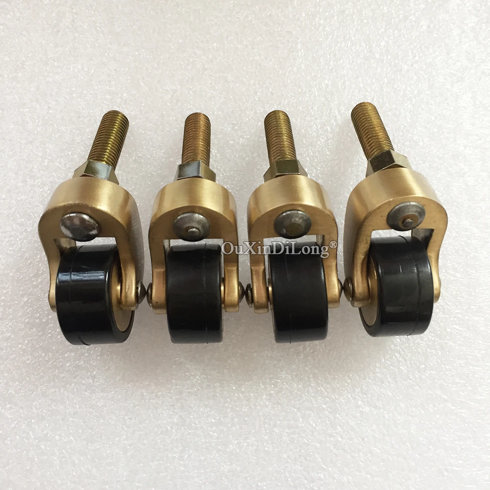 4PCS Brass + Polyurethane Universal Furniture Casters Table Chair Sofa Leg Wheels Furniture Runners Rollers With Screw Rod Z529