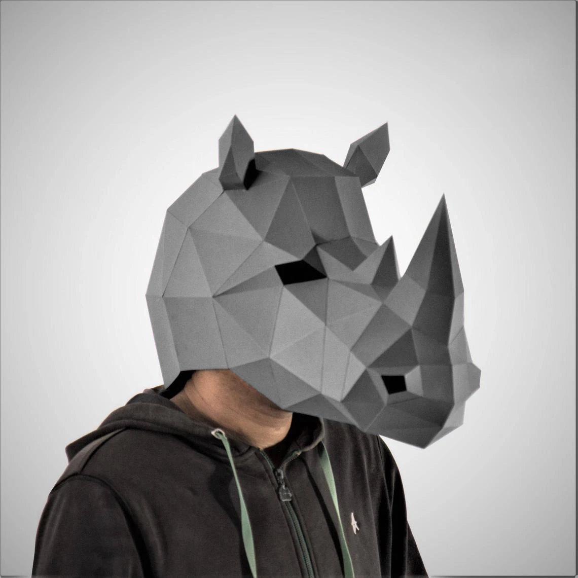 3D Paper Mask Fashion Rhinoceros  Animal Costume Cosplay DIY Papercraft Model Mask Headgear Christmas Halloween Prom Party Gift