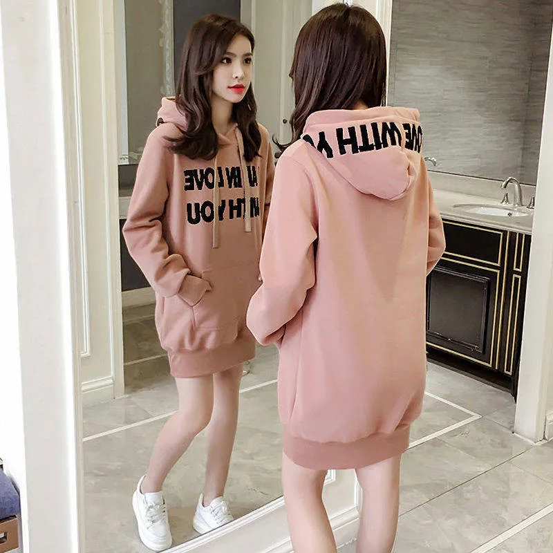 Harajuku Korean Loose Tops Female Casual Sweatshirt Autumn Long Sleeve Hoodie Girls Hoodie Streetwear Winter Warm Kawaii Jumpers