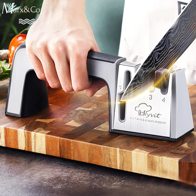 

Knife Sharpener 4 Stage Professional Kitchen Sharpening Stone Scissors Grinder Knives Tungsten Diamond Ceramic Whetstone Tool