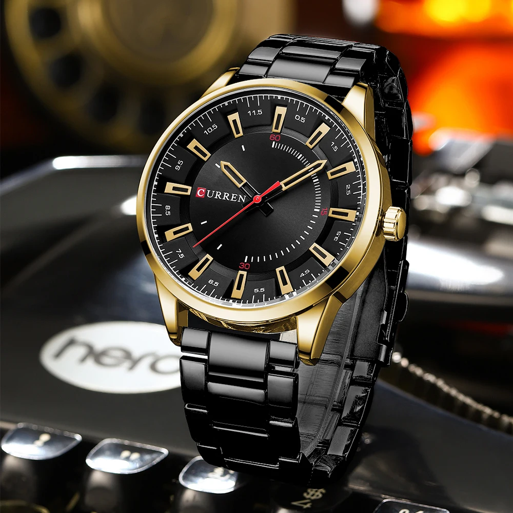 CURREN Top Brand Luxury Fashion Watches Men New Stainless Steel Waterproof Wristwatch Quartz Clock Male 8406