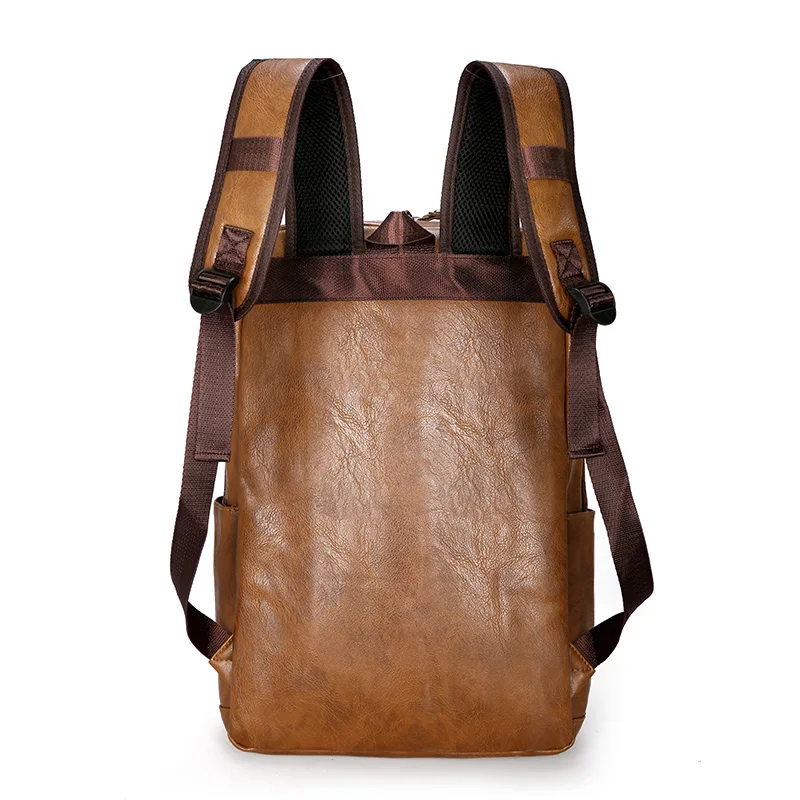 Mochila de cuero para hombre, morral grande para ordenador portátil, mochila escolar informal para adolescentes y niños, alta calidad