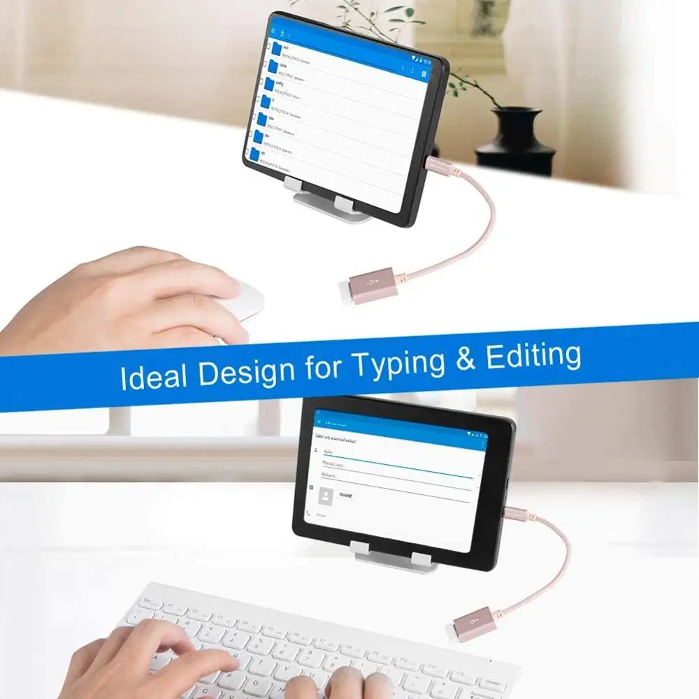 Cabo micro usb 2.0 otg trançado, adaptador micro usb macho para usb fêmea, compatível com samsung s7, flash drive, mouse