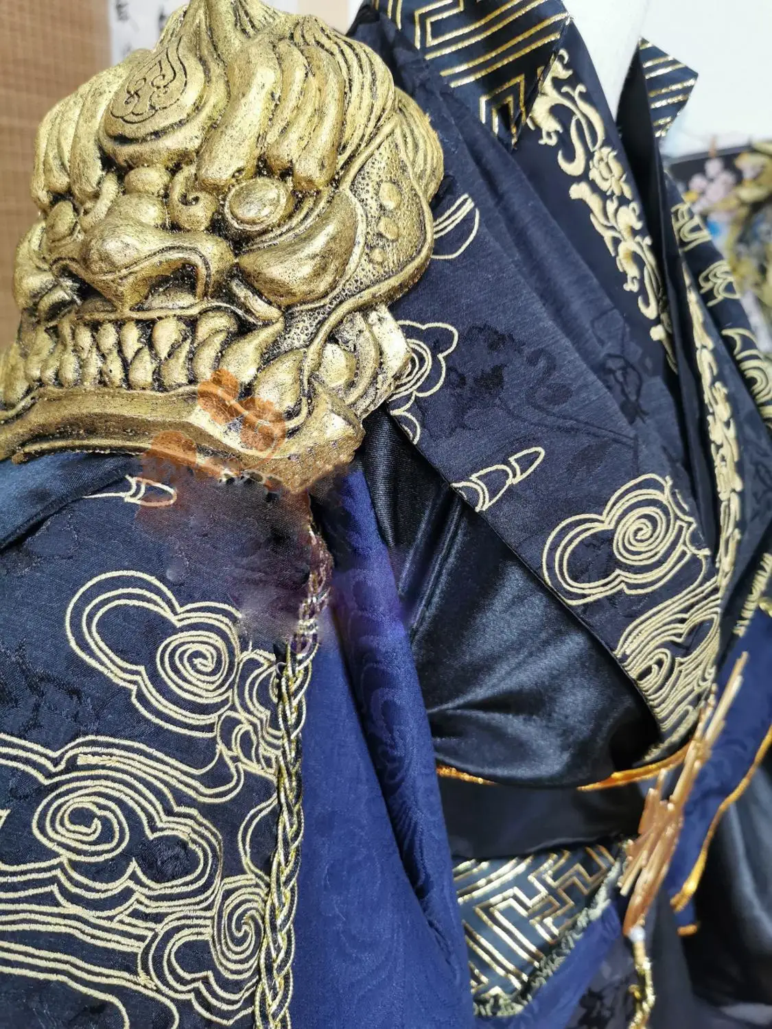 Ta Xian Juni Zwart Kostuum Hanfu Cos Chang Geng Originele Emperopr Cosplay Hanfu Borduren Met Schouder Leeuw Armour Mannelijke Hanfu