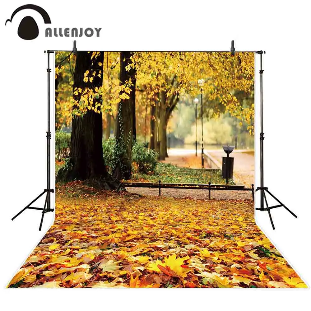 Allenjoy photography background Autumn Maple Leaves Forest Park outdoor scene professional photo shoot photocall photophone prop