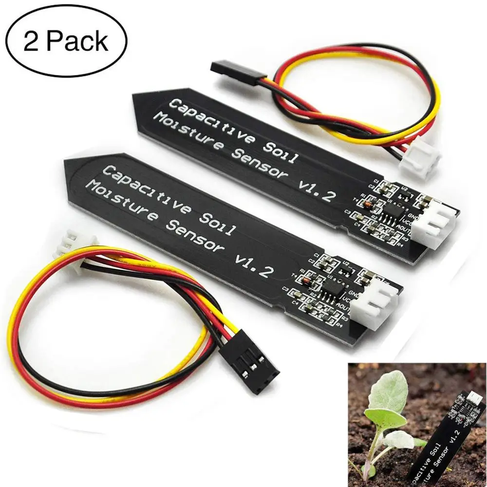 2Pack Capacitive Soil Moisture Sensor Corrosion Resistant for Arduino Moisture Detection Garden Watering DIY Electronic for Ardu