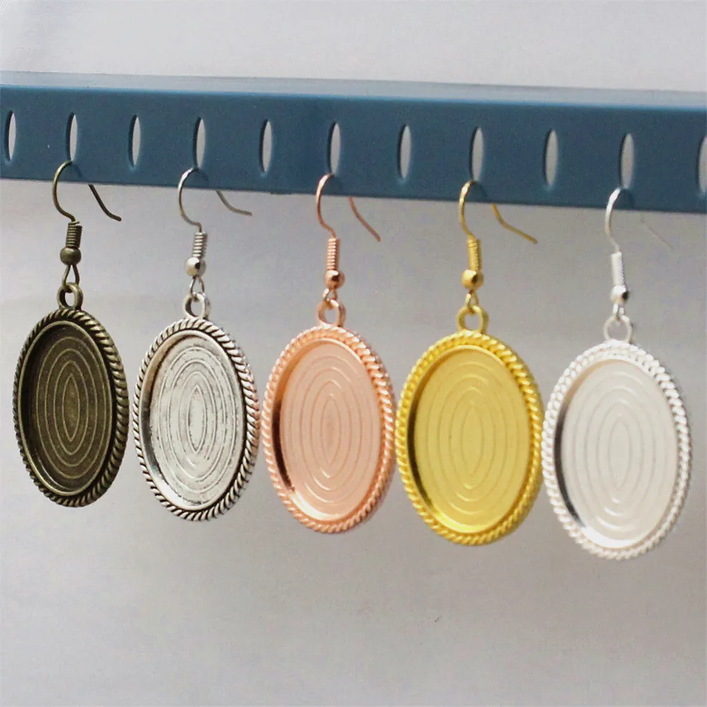 Fit 18*25mm Oval Cabochons Blank Setting Bezel Blank Base Cabochon Earring Base Tray For DIY Earring Gift 10pcs/lot K06155