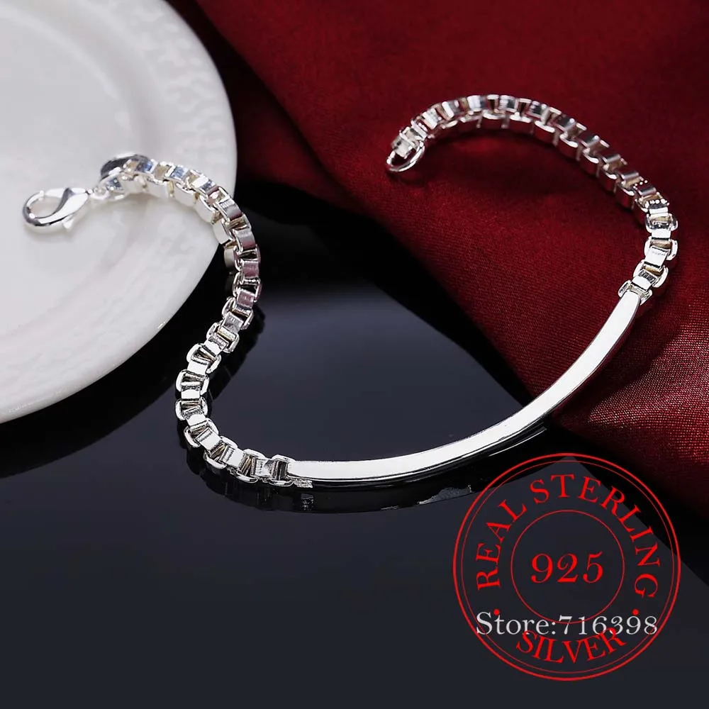 925 Sterling Silver Bracelet Korean Middle Brand Box Charm Bracelets & Bangles Chains For Men and Women Fine Jewelry Party Gift