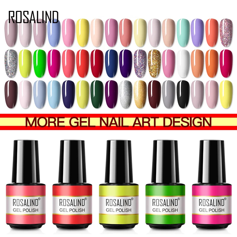 ROSALIND Gel Polish Hybrid Varnishes 7ml Nail Gel Lacquer Need Cure for Manicure Semi Permanent Vernis Nail Art Design Base Top