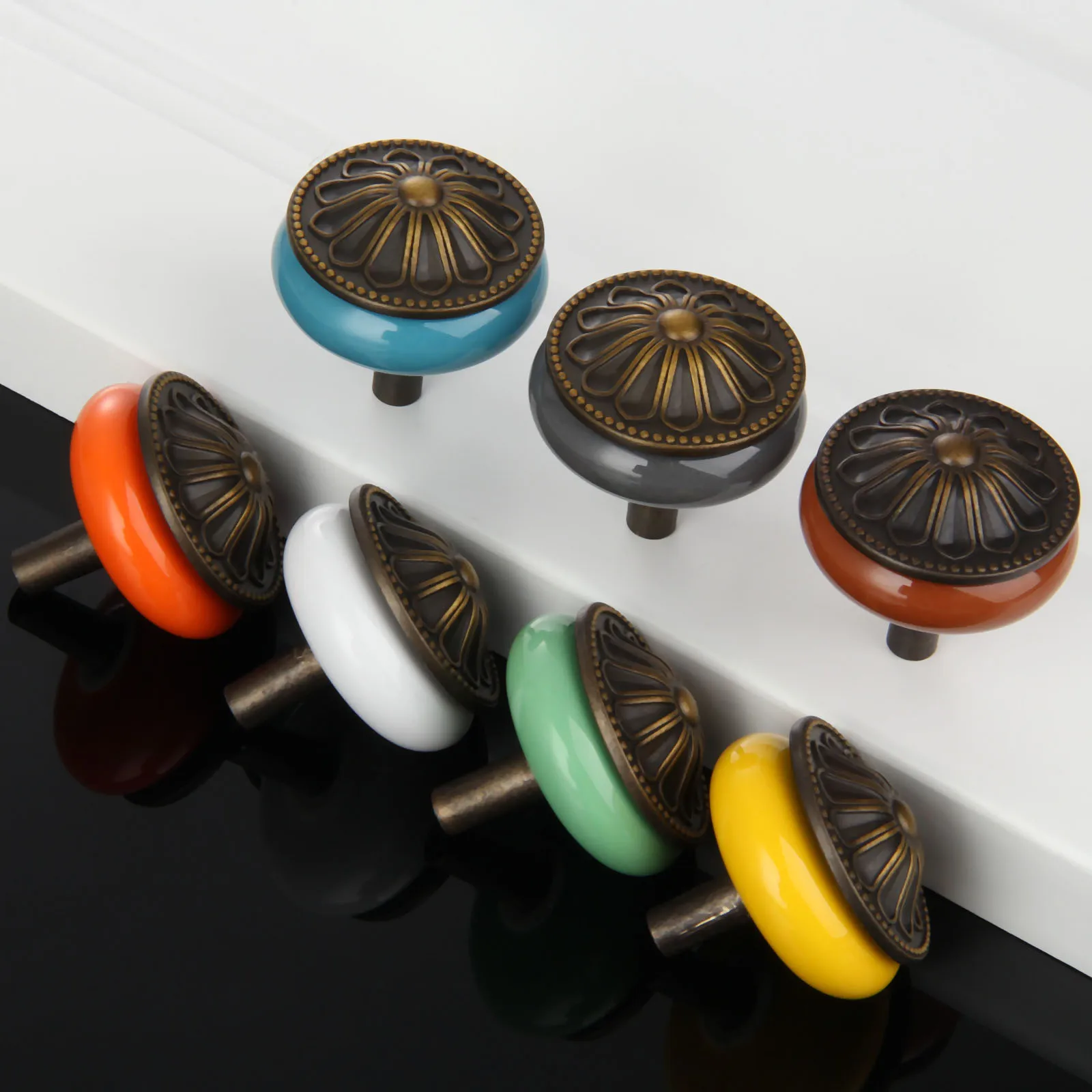 DRELD 1PC Home Furniture Handles Modern Ceramic Cabinet Knobs and Handles Door Knob Cupboard Drawer Kitchen Bookcase Pull Handle