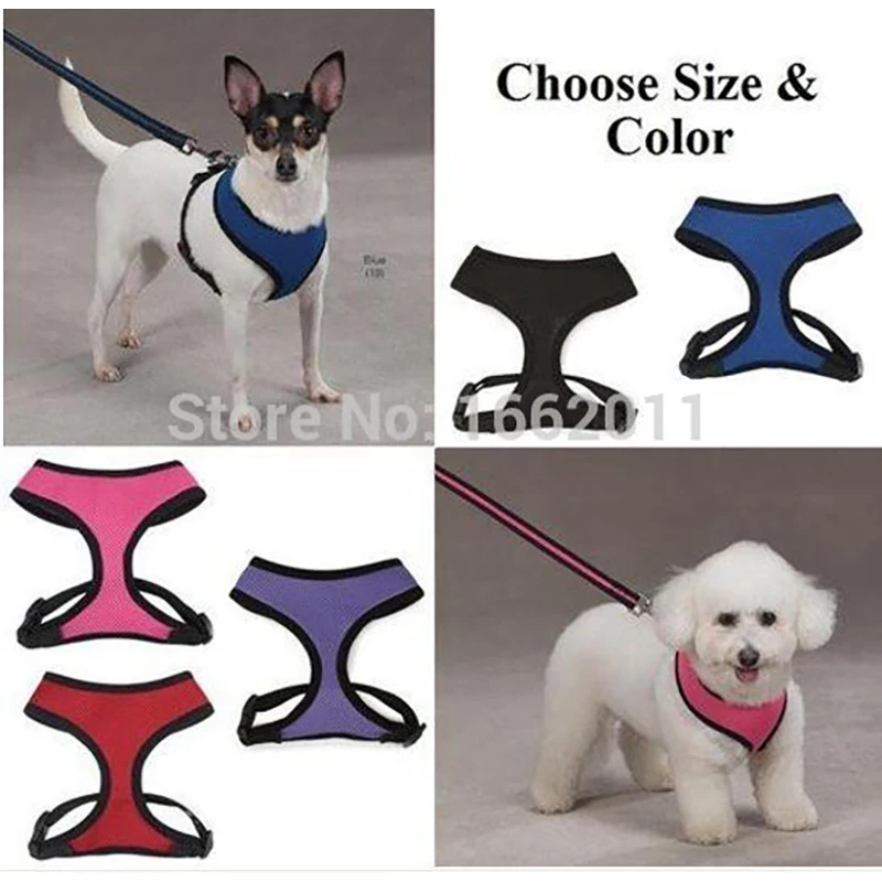 Summer breathable small dog mesh harness one piece breathable Soft Mesh Dog Harness lovely pet Harness 6 colors supply