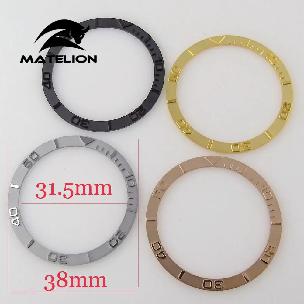 

38mm*31.5mm Flat Watch Bezel Insert Steel bezel Fit For SKX007 SKX009 Men's Watch Bezel Ring Gold/Black/Silver