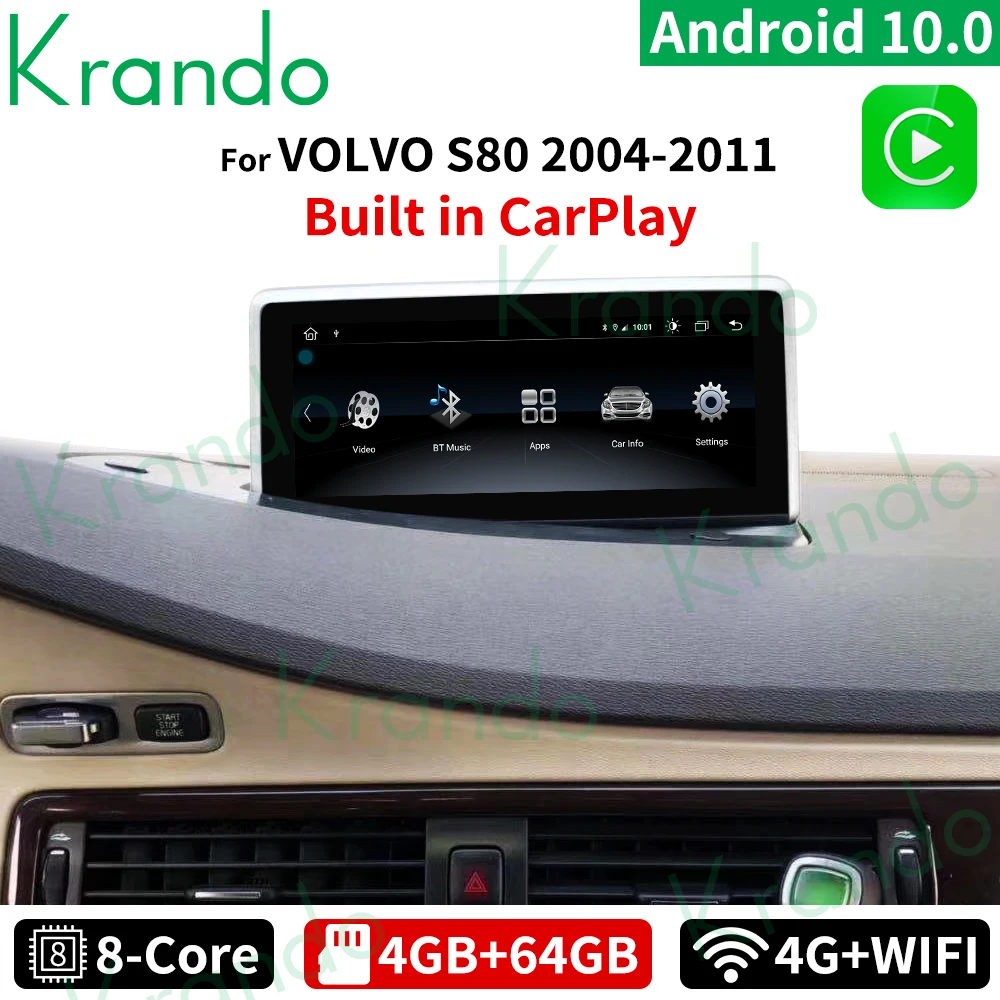 

Krando Android Car Radio Multimedia Screen For Volvo S80 V70 2004 - 2011 Headunit GPS Audio Wireless Carplay Left Right Hand