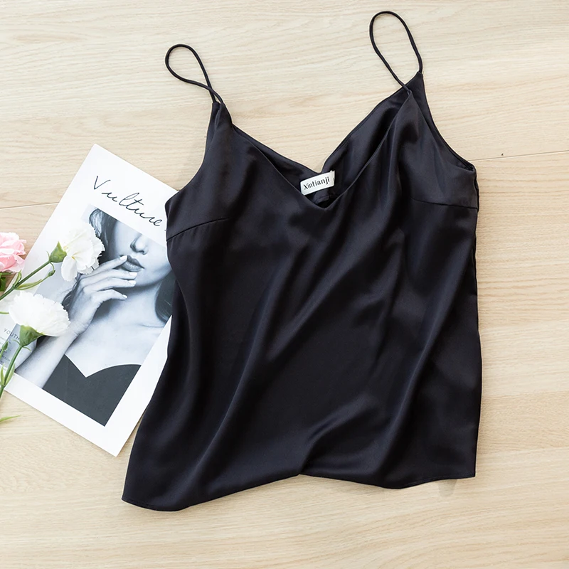 Women Loose Tank Top Fashionable Silky Satin Camisole For All Seasons Blusas M30500