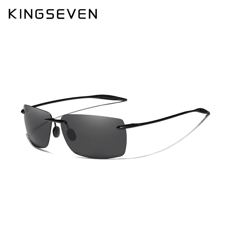 KINGSEVEN-Lunettes de soleil carrées sans monture pour hommes et femmes, lunettes sans monture, lentille miroir, ultralégère, haute qualité, marque