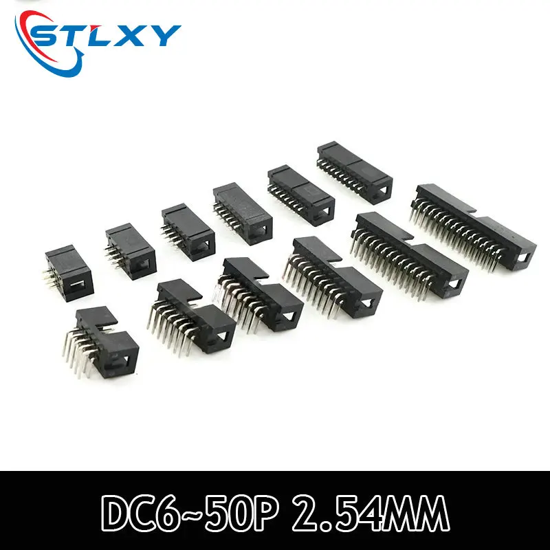 Stlxy 10PCS 2.54mm Socket Header Connector ISP Male Double-spaced Straight IDC JTAG DC3 6P 8P 10P 14P 16P 20P 26P 30P 34P 40P 50
