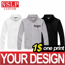 NSLP-Chaqueta a prueba de viento con cuello levantado para hombre y mujer, chaqueta con cremallera, bordado impreso personalizado que combina con todo, Otoño e Invierno