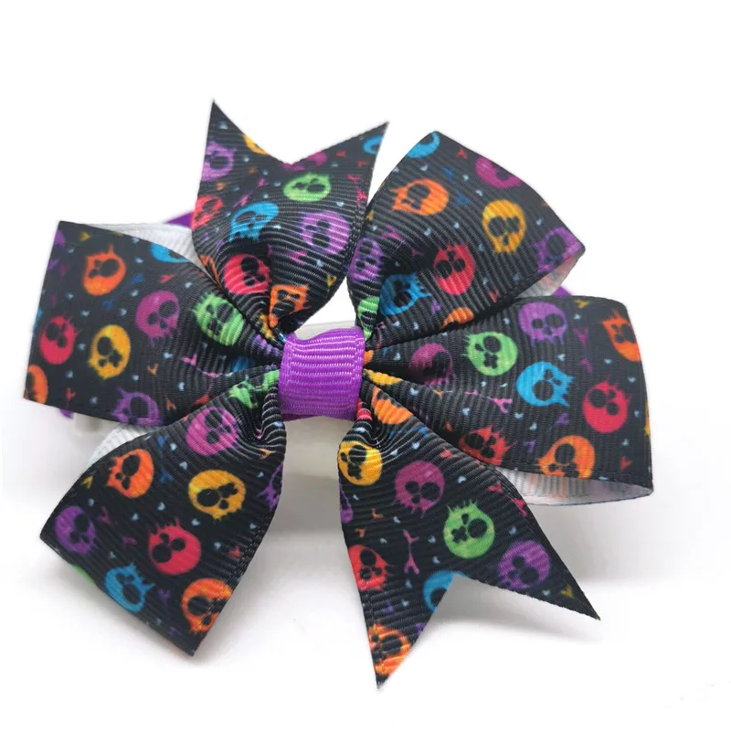 50/100Pcs แฮนด์เมดฮาโลวีนสุนัข Bowties Bowknot สำหรับสุนัขขนาดกลางขนาดเล็กแมวผูกโบว์เนคไทสัตว์เลี้ยง Holiday Party ผลิตภัณฑ์