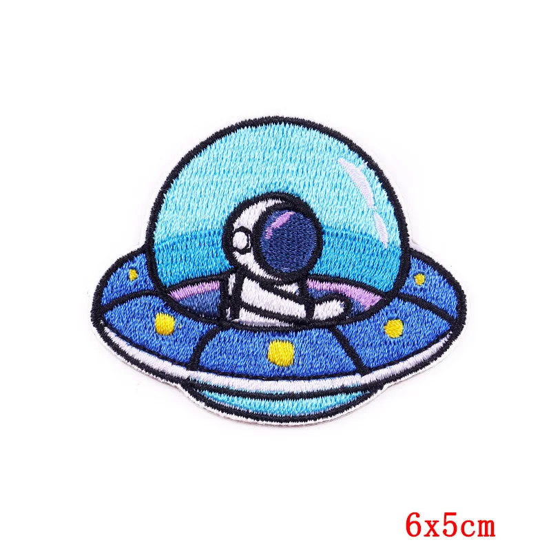 Cartoon Space Astronaut Embroidery Stickers Rocket Patch For Clothing Clothing Accessories Handmade Cloth Stickers Self-adhesive