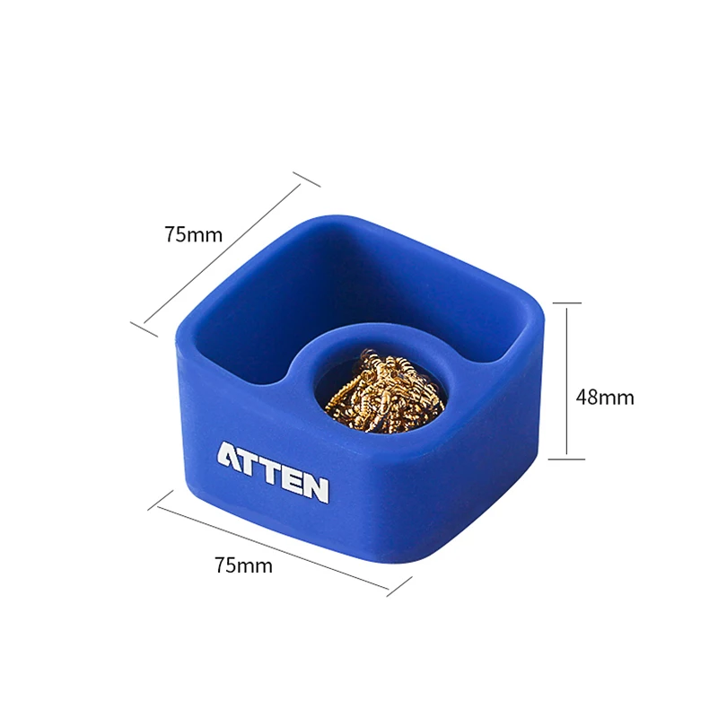 Sfera per la pulizia della punta del saldatore sfera per la pulizia del filtro a rete dissaldante punta dell'ugello filo di rame scatola in Silicone resistente al calore sfera pulita