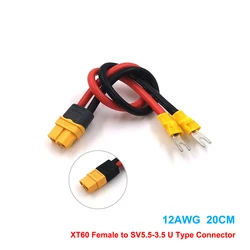 XT60 Femmina A SV5.5-3.5 U di Conversione del Connettore Filo di Silicone Cavo di Ricarica Adattatore Per Alimentazione E Caricabatterie RC 20 centimetri 12AWG