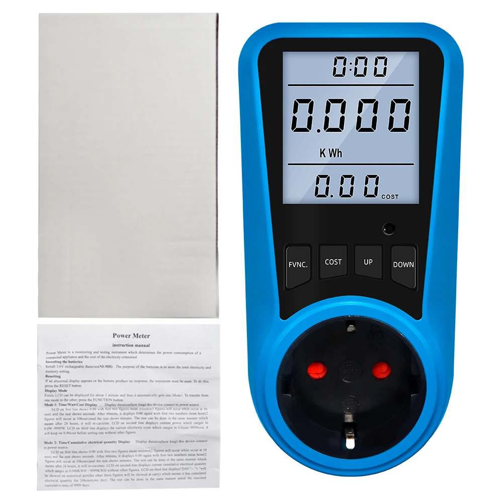 Wattmètre de tension ca 230V 50Hz, compteur d\'énergie vu, analyseur électrico, moniteur, prise ue UK, 50% de réduction