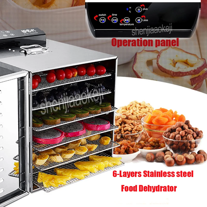 

NEW Fruit Drying Machine 6-Layers Stainless Steel Pet Food Dehydrator Home Electric Fruit Vegetable Meat Herbs Food Dryer 1PC