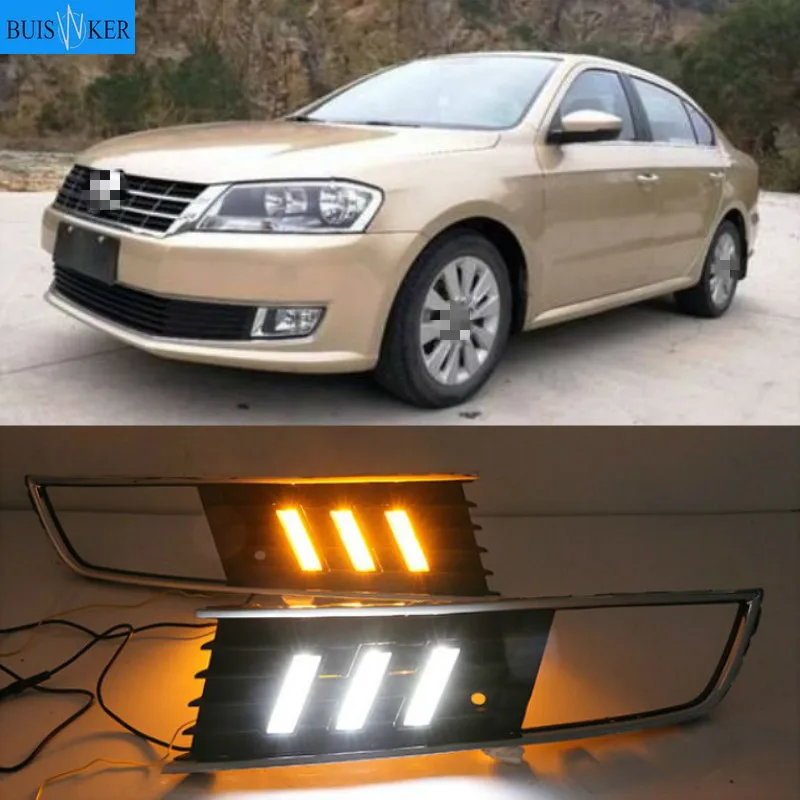 

1 Pair For Volkswagen VW Lavida 2013 2014 with Yellow Trun Signal Light Blue Night Lamp LED DRL Daytime Running Light