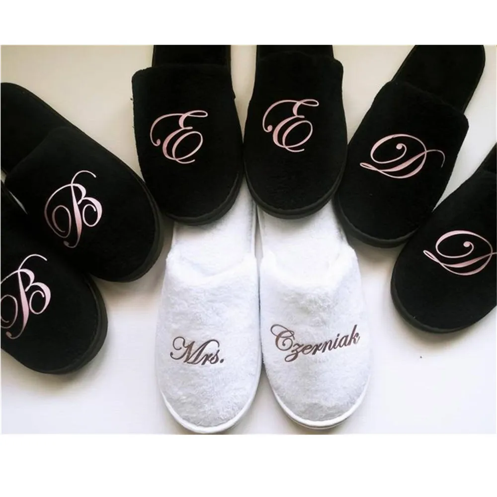 Terry rose gold bride groom Slippers custom monogram Wedding Slippers bridesmaid proposal gift maid of honor slippers SPA favor