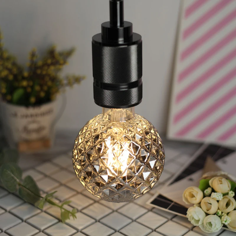 Vintage Light Bulbs Led Filament Edison Light Bulbs 4W Smoke Glass 220/240V E27 Crystal Decorative Light Bulbs (G95 Crystal)