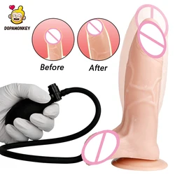 Inflatable Dildo Vaginal Expansion Massager Anal Dilator Inflatable Plug Strong Suction Cup Penis Female Masturbation Sex Toys