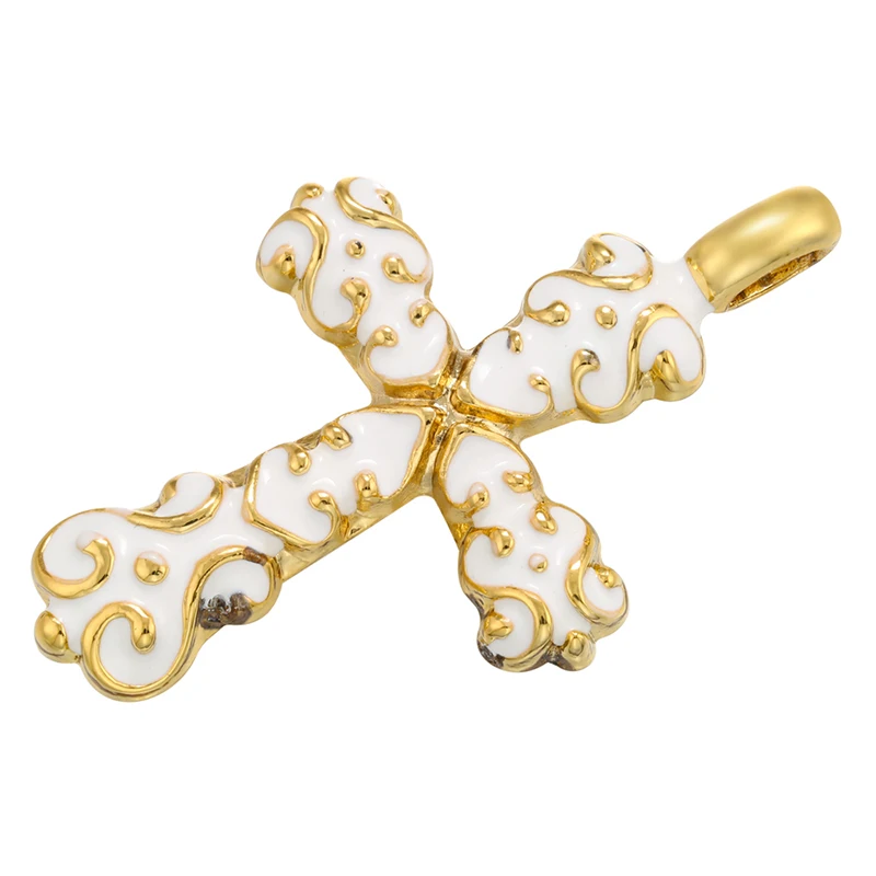ZHUKOU gold color NEW Cross Enamel Pendant Drop Oil Pendant for Women DIY Handmade Necklace Jewelry Accessories Wholesale VD1048