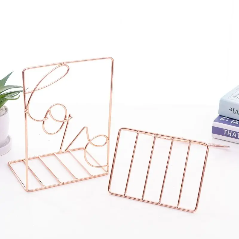 1 쌍 크리 에이 티브 사랑 모양의 금속 Bookends 데스크 책 스토리지 홀더 선반 책 주최자 스탠드 사무실 학생